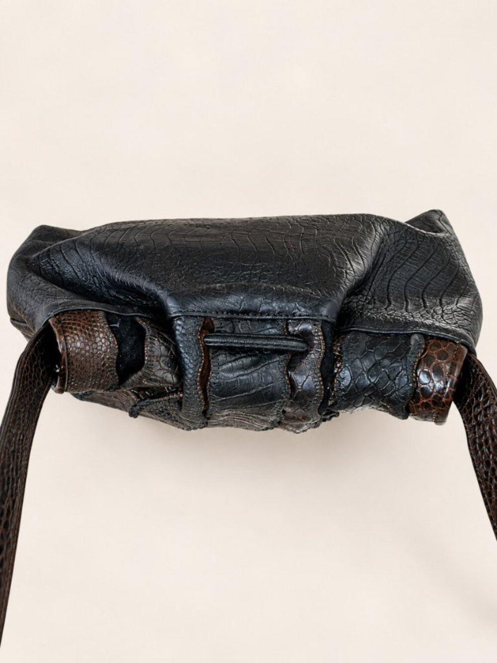 Vintage SHARIF Exotic Reptile Leather Patchwork Crossbody Bag - Picture 11 of 15
